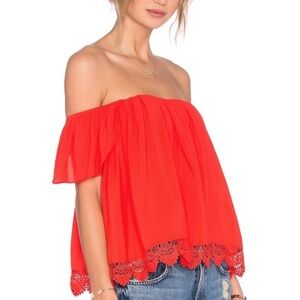 Lovers + Friends Red Off-Shoulder Blouse